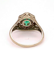 Filigree 14k White Gold Art Deco .86ct Genuine Natural Emerald Ring (#J4828)