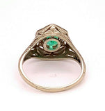 Filigree 14k White Gold Art Deco .86ct Genuine Natural Emerald Ring (#J4828)