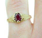 14k Yellow Gold Filigree Genuine Natural Ruby Ring (#J2642)