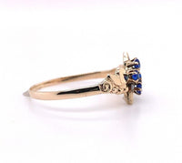 10k Yellow Gold Victorian Seed Pearl Ring with Blue Paste Stones (#J5617)