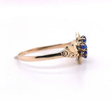 10k Yellow Gold Victorian Seed Pearl Ring with Blue Paste Stones (#J5617)