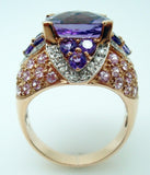 Laura Ramsey Genuine Natural Amethyst and Pink Sapphire Ring Fine Jewelry #C608