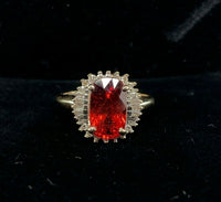 14k Gold 4.41 Carat Genuine Natural Spessartine Garnet and Diamond Ring (#J5419)