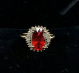 14k Gold 4.41 Carat Genuine Natural Spessartine Garnet and Diamond Ring (#J5419)