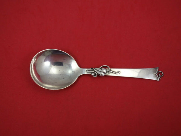 Cohr Sterling Silver Preserve Spoon 7" Denmark Scandinavian Modern Leaf