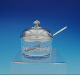 Acropole by Cesa .800 Italian Silver Glass Sugar Bowl Jam Jar with Spoon (#3405)
