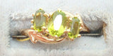 Victorian 10k Gold Ring with Three Oval Genuine Natural Peridots (#J2546)