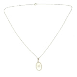 14k White Gold Genuine Natural Rock Crystal Quartz and Diamond Necklace (#J5366)