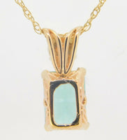 14k Gold .74ct Green Genuine Natural Tourmaline Pendant w/ .14ct Diamond #J4034