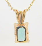 14k Gold .74ct Green Genuine Natural Tourmaline Pendant w/ .14ct Diamond #J4034
