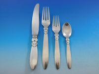 Cactus by Georg Jensen Danish Sterling Silver Flatware Set for 12 Service 132 pc