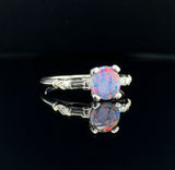 Platinum .71ct Genuine Natural Lightning Ridge Black Opal Ring (#J5568)