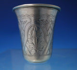 Russian .875 Silver Shot Glass Bright-Cut with House and Flowers (#5177)