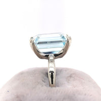 5.46ct Emerald Cut Genuine Natural Aquamarine 14k White Gold Ring (#J5790)