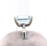 5.46ct Emerald Cut Genuine Natural Aquamarine 14k White Gold Ring (#J5790)