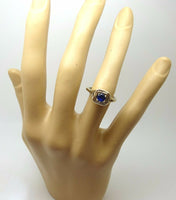 14k White Gold Art Deco Filigree Genuine Natural Sapphire Ring (#J401)