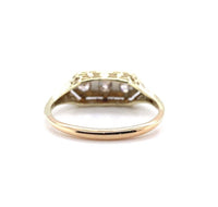 14k Gold Art Deco Genuine Natural Diamond Three Stone Filigree Ring (#J5586)