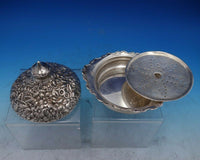 Shiebler Sterling Silver Butter Dome w/ Lid Repousse Flowers 4 3/4" Tall (#6757)