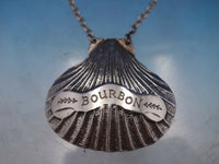 JP & Co English Sterling Silver Liquor Label "Bourbon" with Shell Motif (#6518)