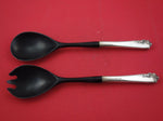 Garnet Rose by Lunt Sterling Silver Salad Serving Set w/ black plastic 11"