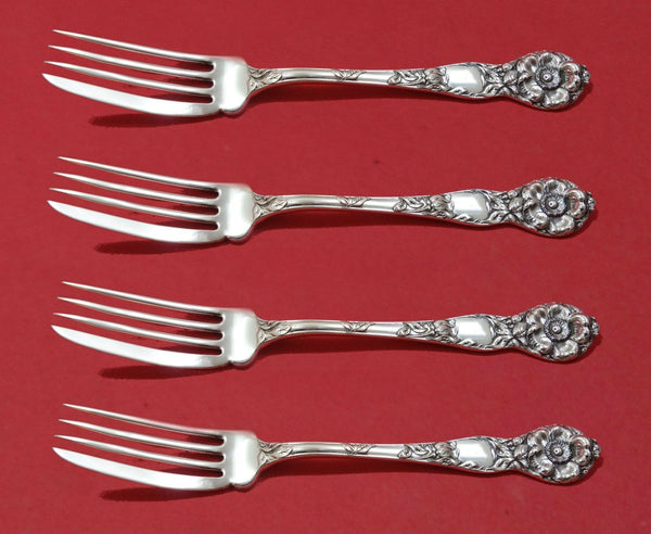 Wild Rose by Watson Sterling Silver Fish Fork Set 4pc AS Custom Made 7"