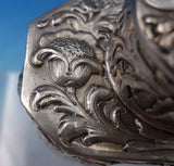 Sterling Silver Tea Caddy w/ Repoussed Flowers 4 1/2" x 3 7/8" x 2 3/8" (#6463)