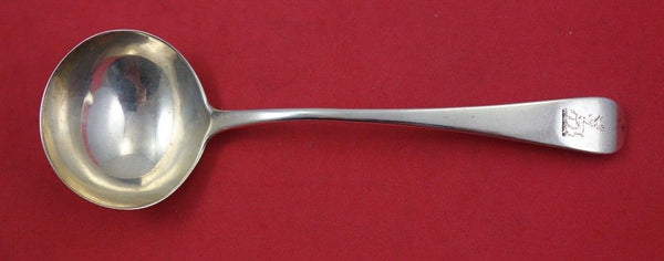 English Georgian Sterling Silver Gravy Ladle w/ engraved stag deer 1810 7"