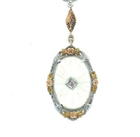 10k Tri-Color Gold Genuine Natural Rock Crystal Quartz Necklace (#J5363)