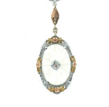 10k Tri-Color Gold Genuine Natural Rock Crystal Quartz Necklace (#J5363)