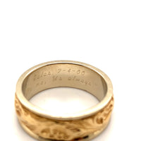 14k White Gold Band with Yellow Gold Floral Accent Wedding Jewelry (#J5874)