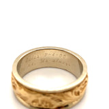14k White Gold Band with Yellow Gold Floral Accent Wedding Jewelry (#J5874)