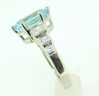 Platinum 6.41ct Genuine Natural Aquamarine Ring with 1/2ct Diamonds (#J4138)