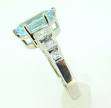 Platinum 6.41ct Genuine Natural Aquamarine Ring with 1/2ct Diamonds (#J4138)