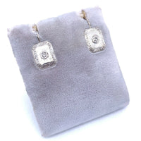 Antique 14k White Gold Genuine Natural Diamond Earrings (#J5144)