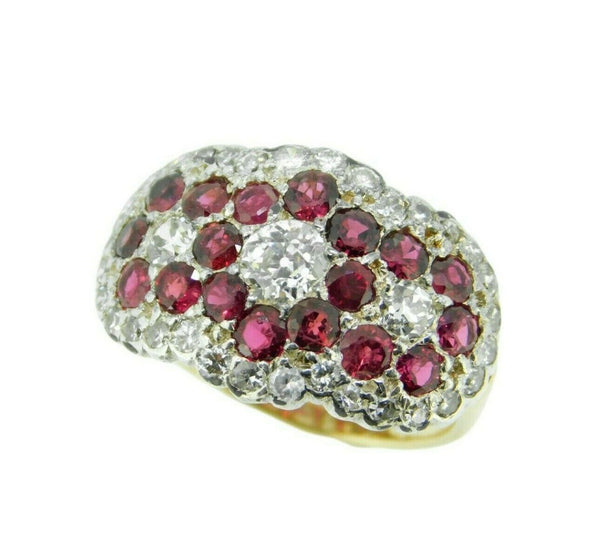 10k Yellow Gold Victorian 1.30ct Genuine Natural Diamond and Ruby Ring (#J4689)