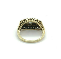 14k White Gold Filigree Genuine Natural Three Diamond Ring w/Platinum Top #J5351