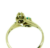 10k Yellow Gold Victorian Genuine Natural Turquoise and Diamond Ring (#J4533)