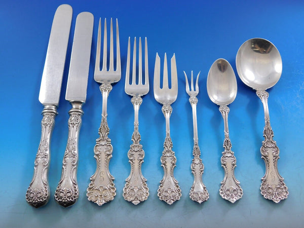 Pompadour by Whiting Sterling Silver Flatware Set Service 86 pcs Dinner G Mono