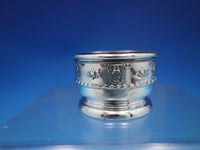 Rose Point By Wallace Sterling Silver Master Salt Dip with Cobalt Liner (#6521)