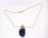 14k Yellow Gold Chinese Export Carved Genuine Natural Lapis Pendant (#J4815)