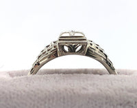 18k White Gold Filigree Genuine Natural Diamond Ring Chevron Like Design #J5946