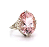 14k Gold Large 8.77ct Pink Genuine Natural Morganite Filigree Ring (#J5763)