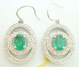 14K Gold Oval 1.48ct Genuine Natural Emerald Earrings w/.60ct Diamonds (#J2523)