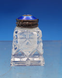Norwegian Sterling Silver Glass Salt Pepper Shaker Set Cobalt Blue Enamel (7436)