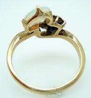 Exquisite 10k Gold Ring with An Oval Genuine Natural Opal (#J441)