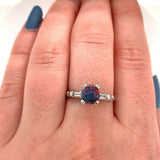 Platinum .71ct Genuine Natural Lightning Ridge Black Opal Ring (#J5568)