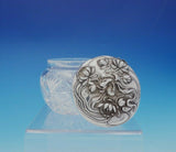 William Kerr Sterling Silver and Glass Powder Jar #1447 w/Woman Flowers (#3659)