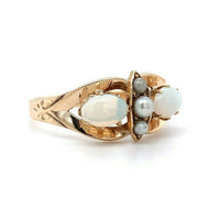 10k Yellow Gold Victorian Opal and Seed Pearl Ring (#J5517)