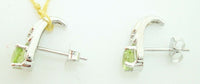 14K Gold Round Genuine Natural Peridot Earrings with Diamonds (#J2397)