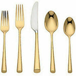 Gold Imperial Caviar by Lenox Stainless Steel Flatware Set Service New 20 pieces